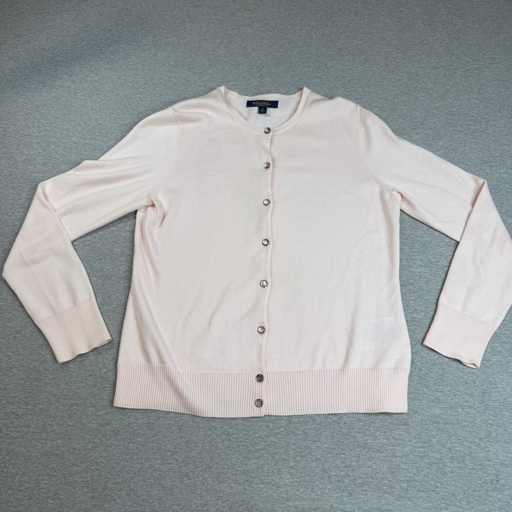 Brooks Brothers Pink Supima Cotton Cardigan Sweater Pearl Button Classic Medium